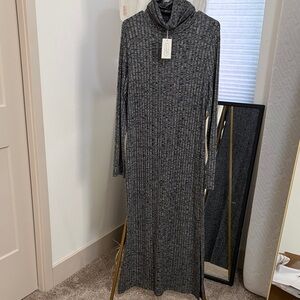 Mud Pie Charcoal Ribbed Knit Dress